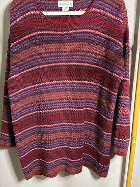 XL Jennifer Adams Knit Sweater Striped with Red, Purple and PInks